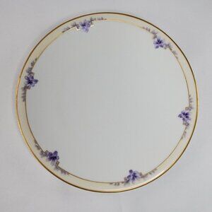 Antique Lucin Dwiht 1913 Porcelain Dinner Plate With Violet Floral & Gold Trim